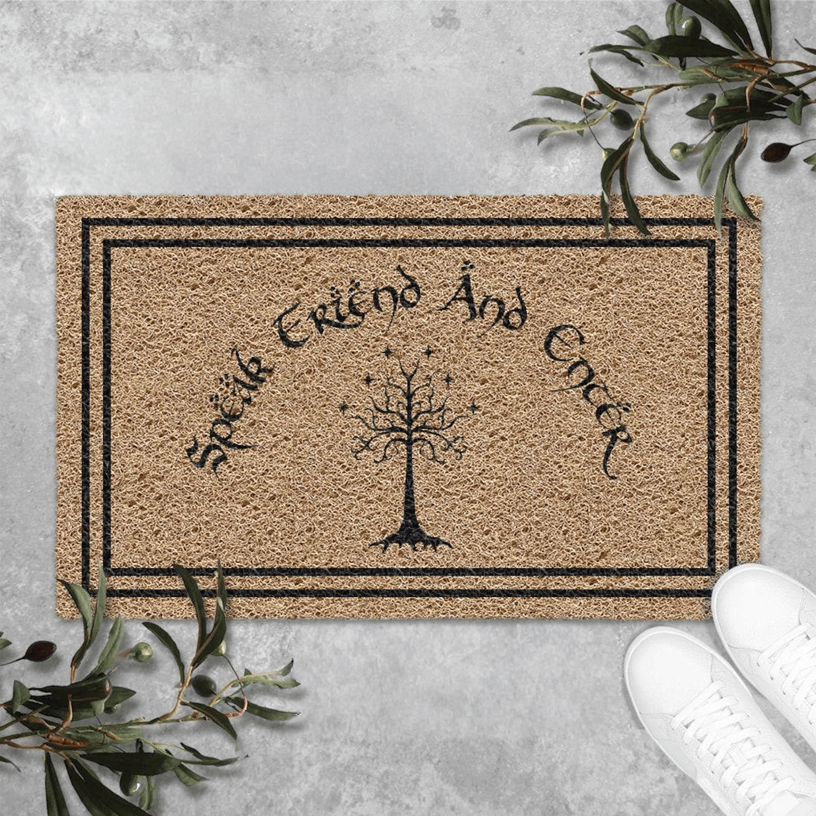 Speak Friend and Enter Doormat Welcome Mat Funny Door Mat LOTR Inspired Mat Housewarming Gifts
