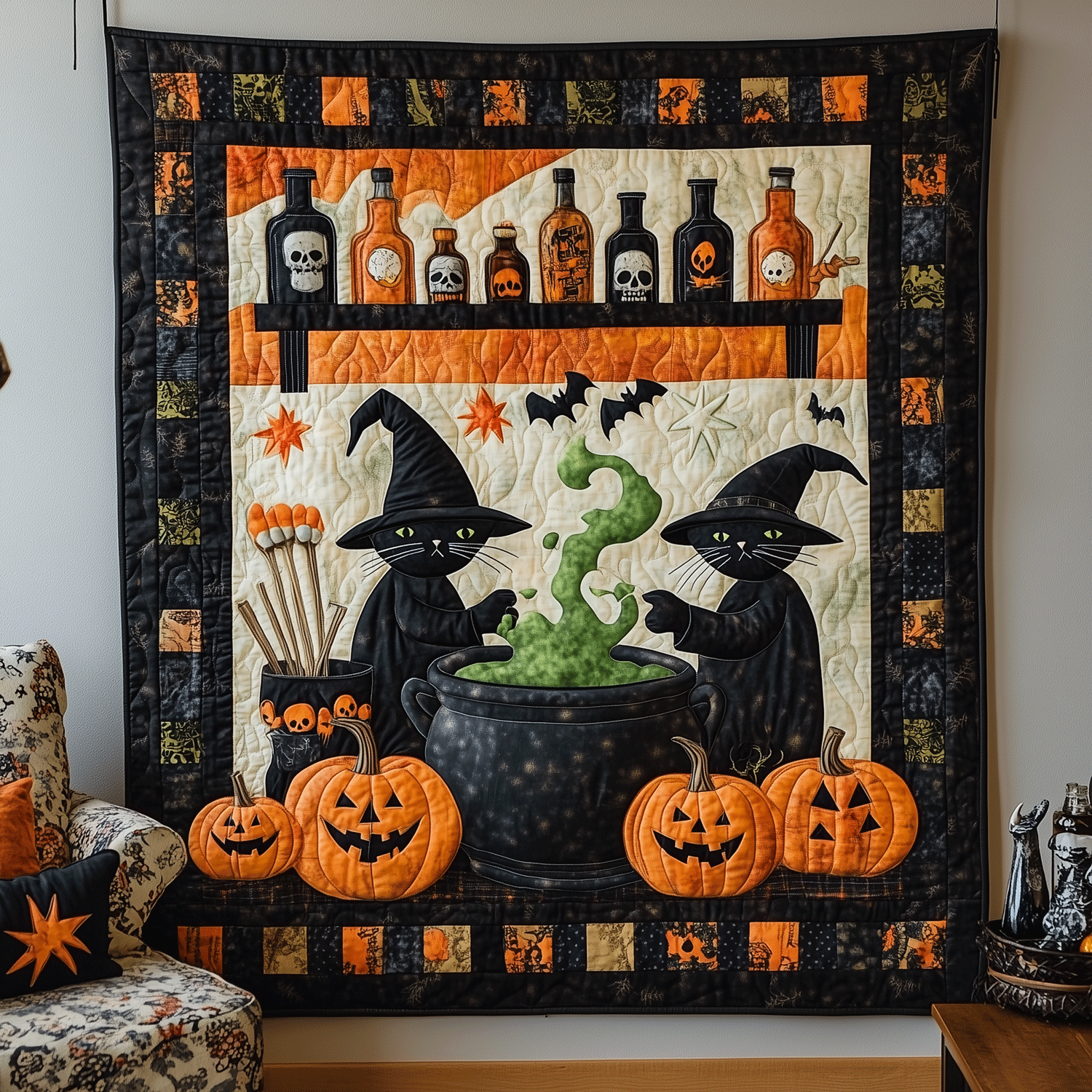 Spells and Purrs Quilted Blanket Bed Decor Ideas Best Cat Presents