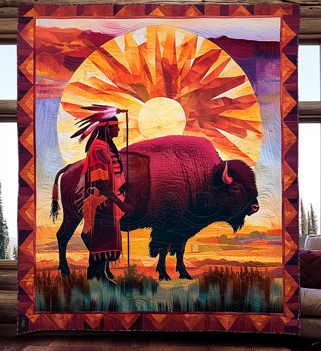 Spirit of the Plains Quilted Blanket Cover Bed Set Native American Gift Ideas
