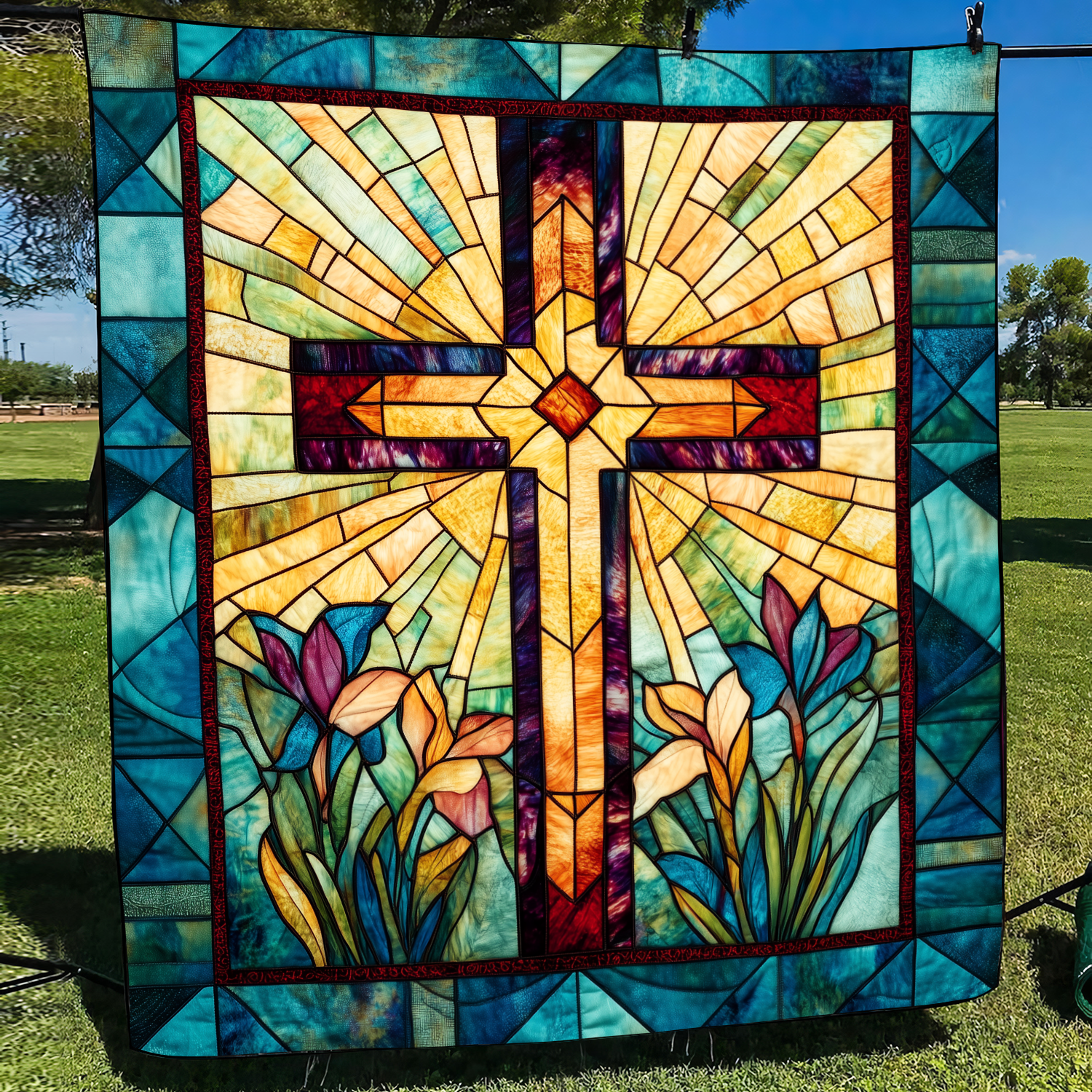 Spiritual Cross Quilted Blanket Best Comforter Sets Christian Gifts For Ladies