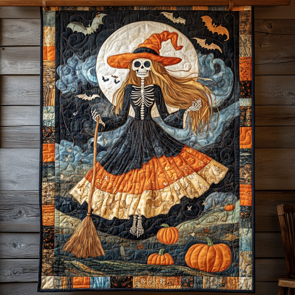 Spooky Cat Quilted Blanket Boho Bedroom Ideas Gift For Halloween