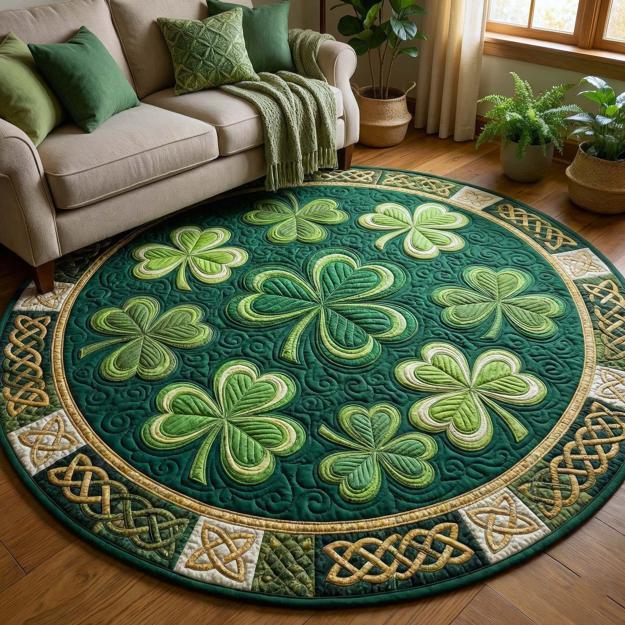 St Patrick's Day Quilted Round Mat Celtic Circle Mat Ireland Holiday Home Decorations