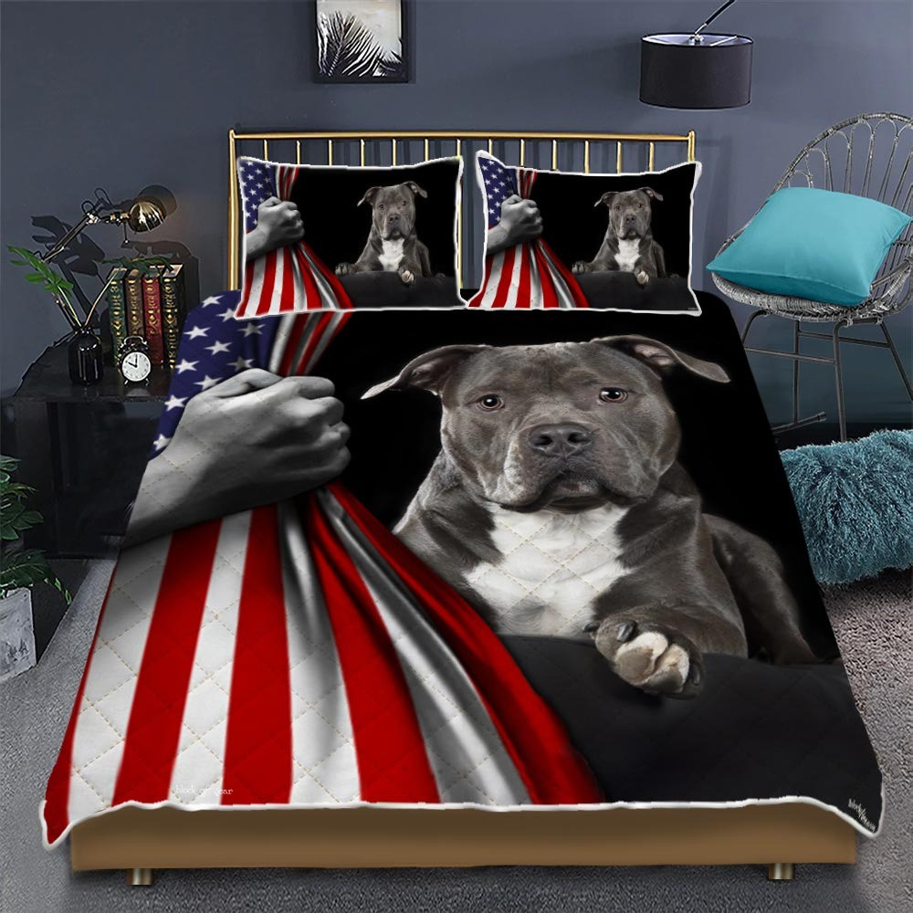 Staffordshire Terrier American Quilt Bedding Set Bedroom Decor Gifts For Dog Lovers