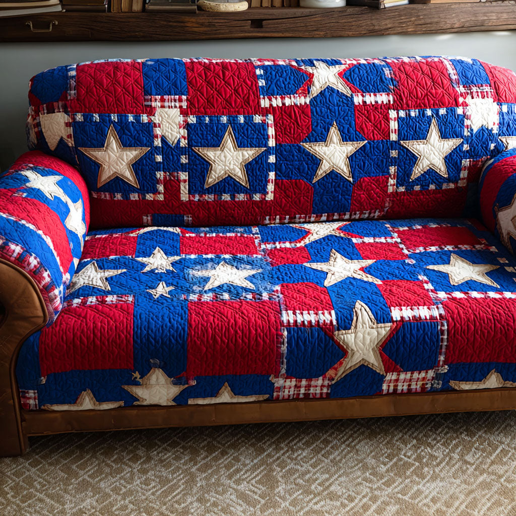 Star Meadow Quilted Sofa Cover Best Slip Cover Sofa Fourth Of July Presents