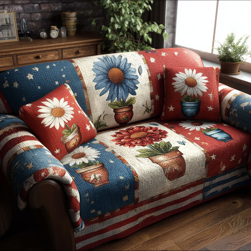 Starbound Garden Quilted Sofa Cover Best Sectional Couch Covers Patriotic Christmas Gifts