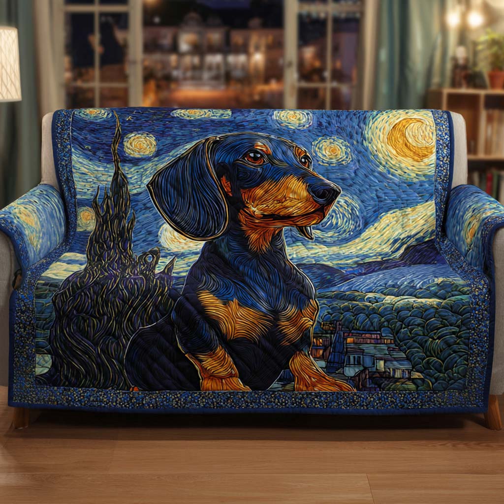 Starry Gaze Quilted Sofa Cover Santa Sofa Cover Unusual Dachshund Gifts