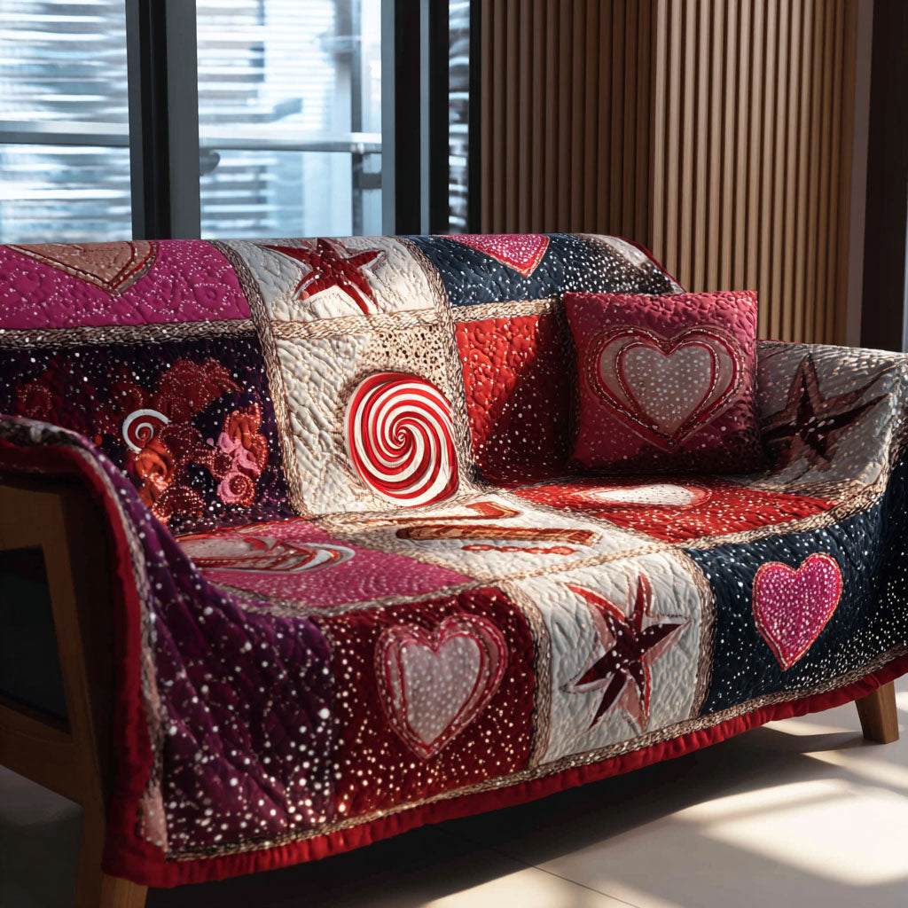 Starry Hearts Quilted Sofa Cover Sofa Protector Cover Butterfly Items For Lovers