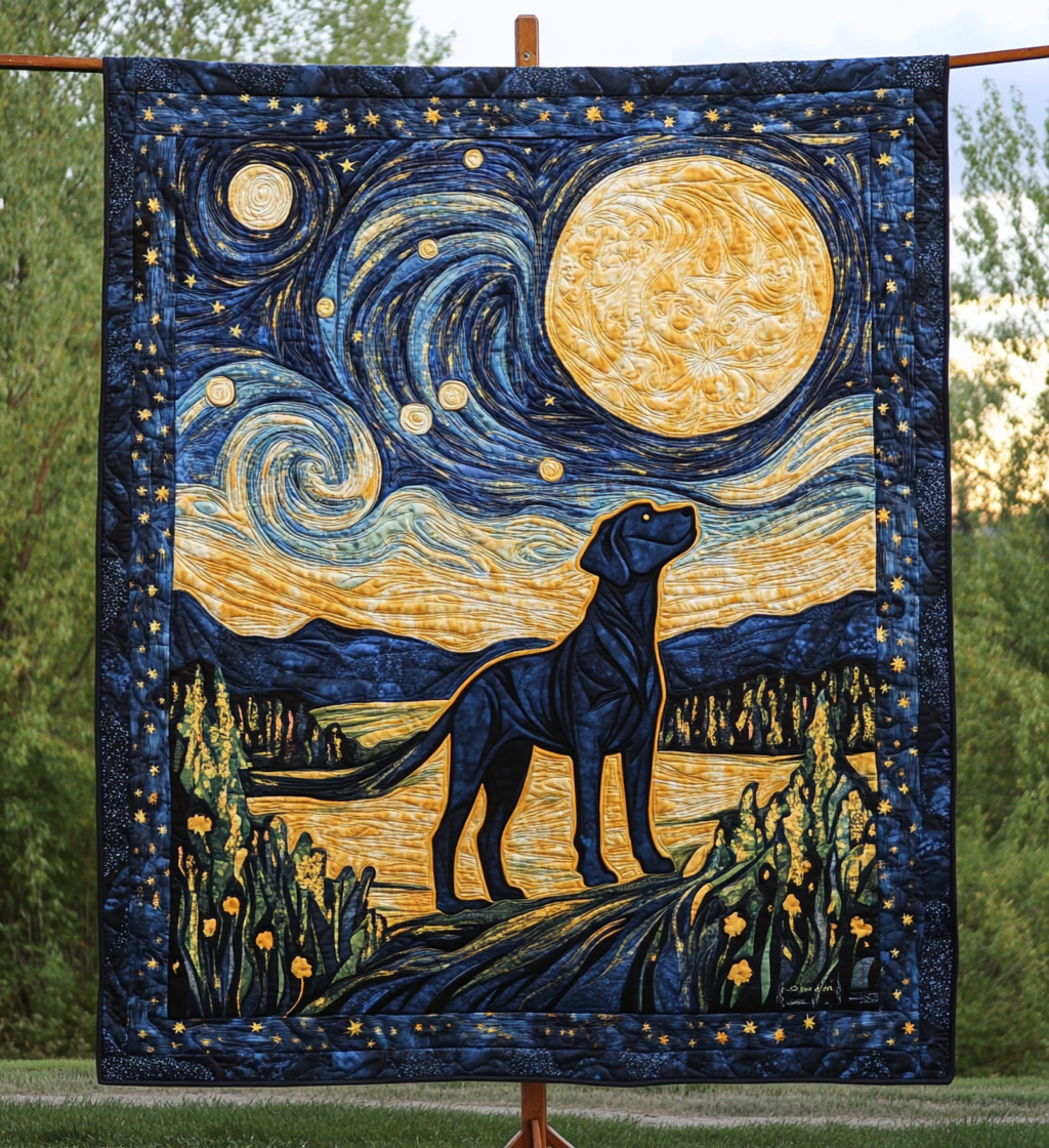 Starry Labrador Nights Quilted Blanket Great Sheet Sets Gifts For Labrador Owners