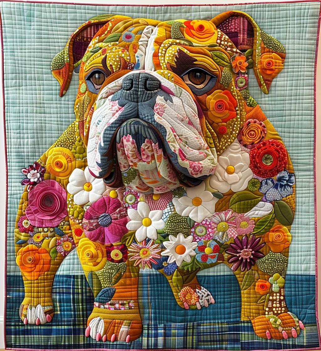 Sturdy Bulldog Strength Quilted Blanket Unique Bed Sheet Set Bulldog Lover Gifts