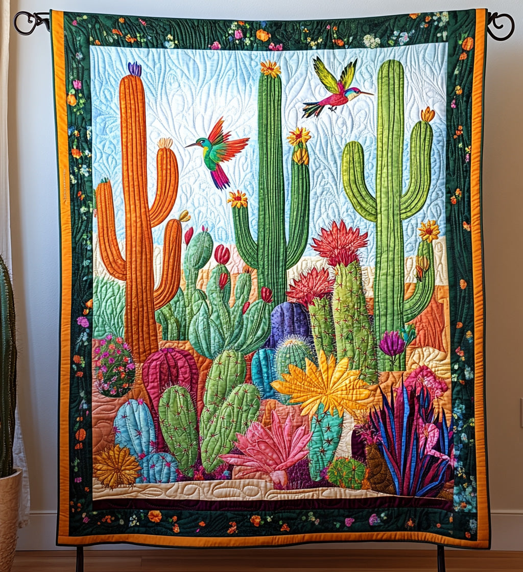Succulent Garden Harmony Quilted Blanket Nice Bedding Sets Great Hummingbird Lover Gift Ideas