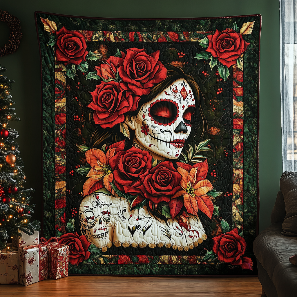 Sugar Skull Delight Quilted Blanket Bed Room Decoration Special Birthday Gifts For Dad