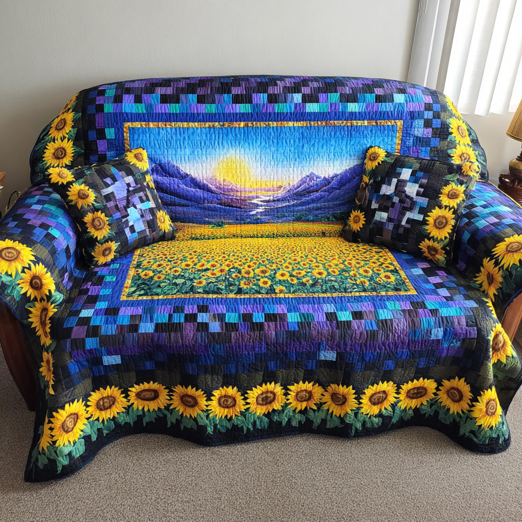Summer Bloom Quilted Sofa Cover Couch Cushion Covers Sunflower Gift Items