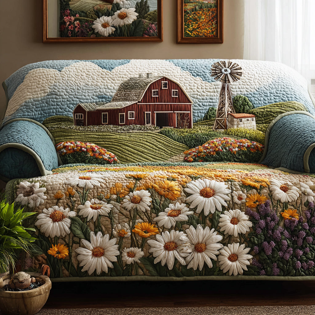 Summer Bloom Quilted Sofa Cover Couch Seat Covers Flower Daisy Themed Gifts