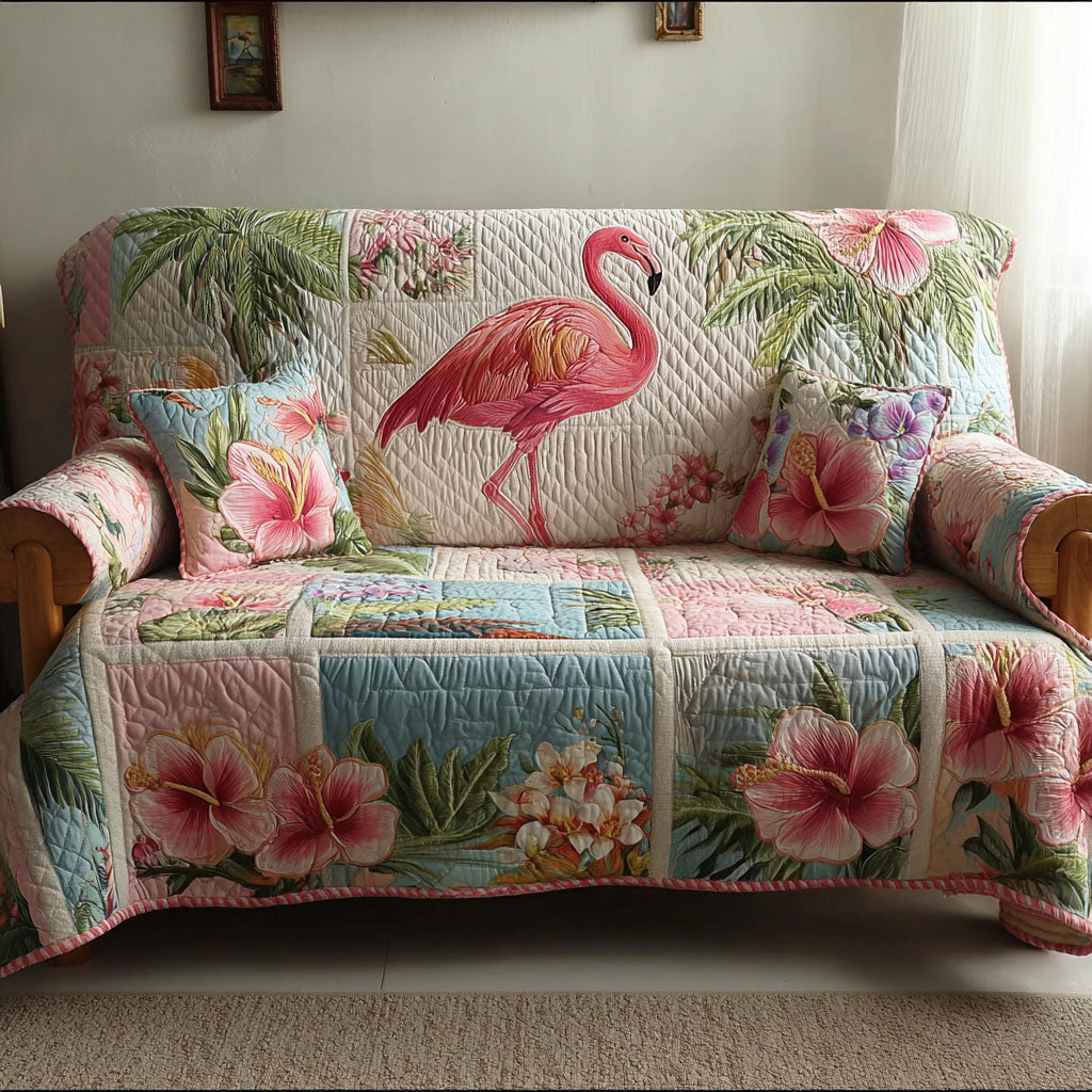 Summer Flamingo Quilted Sofa Cover Cool Couch Covers Best Father's Day Gifts For Grandpa