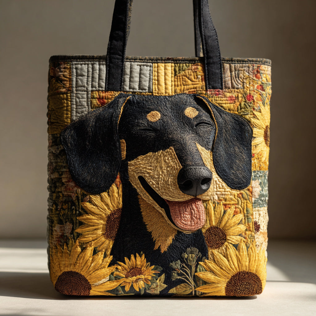 Sunflower Dachshund Quilted Tote Bag The Best Tote Great Mother's Day Gifts For Mom