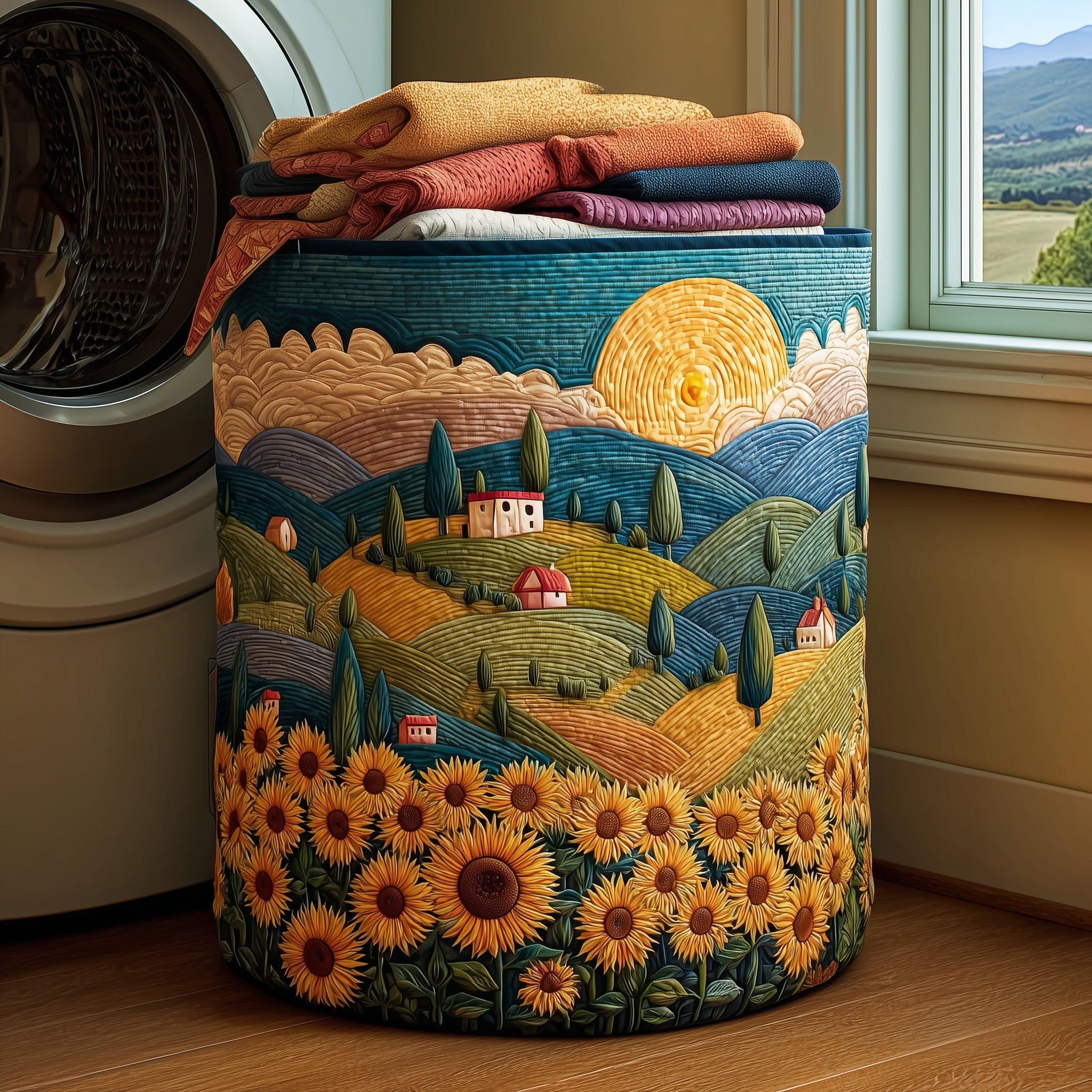 Sunflower Heaven Quilted Laundry Basket Adorbale Gifts For Sunflower Lovers