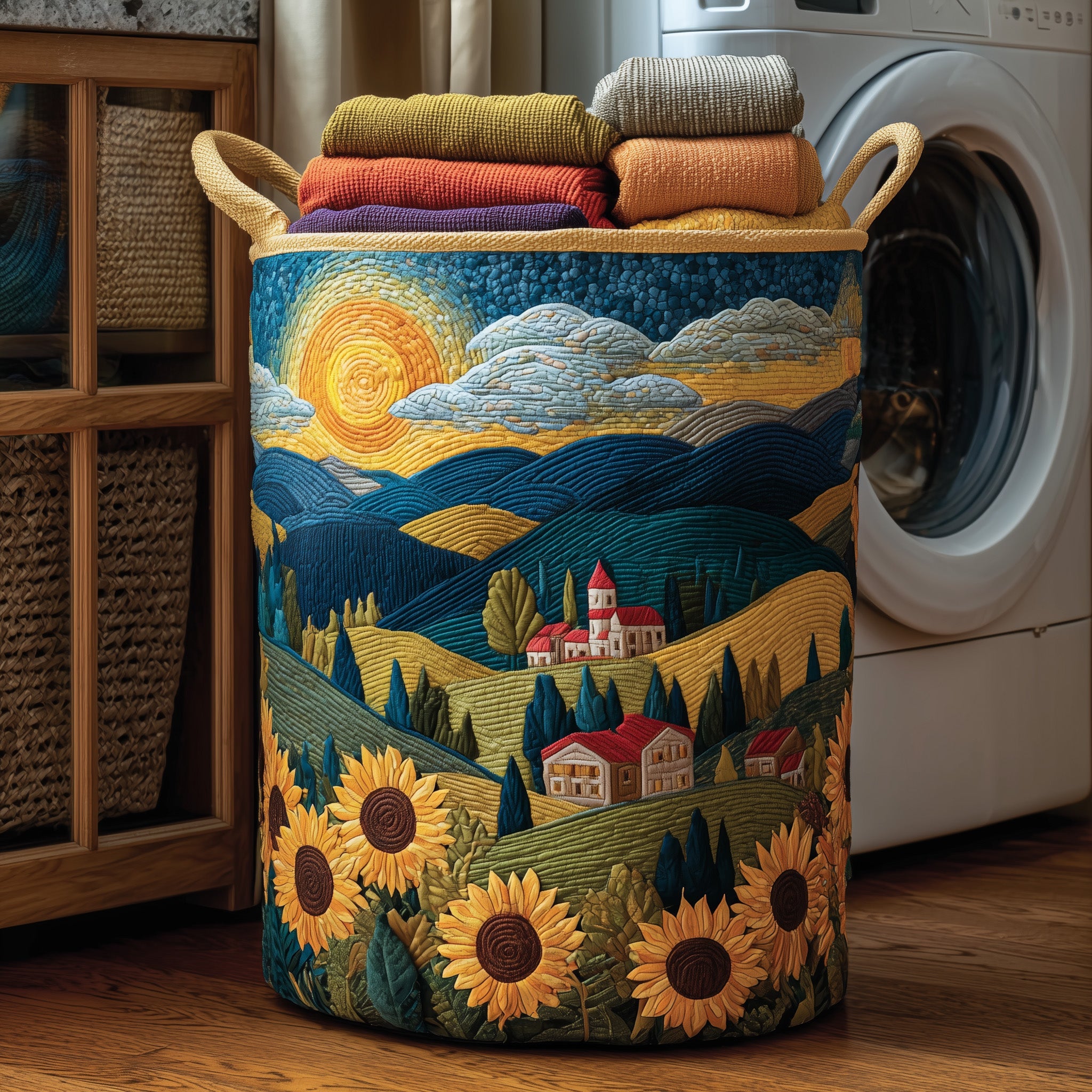 Sunflower Heaven Quilted Laundry Basket Cute Gifts For Sunflower Lovers
