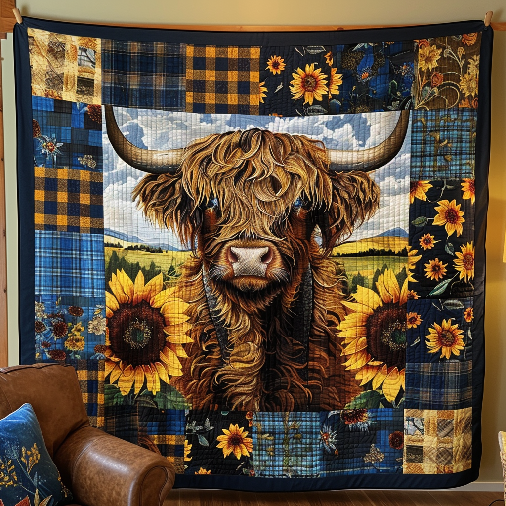 Sunflower Serenade Highland Quilted Blanket Quilt Comforter Sets Gift Ideas For Mom