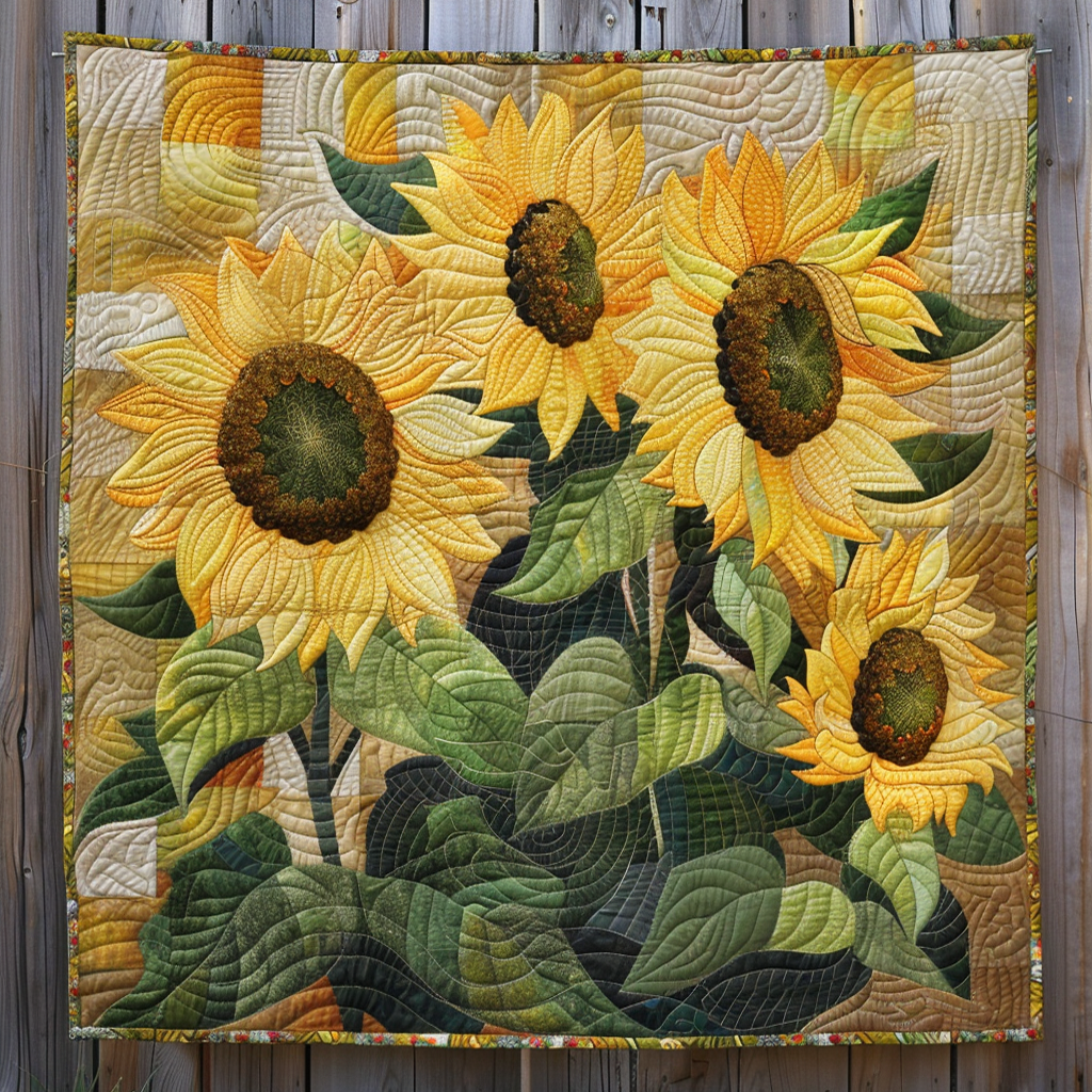 Sunflower Sunshine Quilted Blanket Bedsheet Comforter Set Good Mother's Day Gifts For Mom