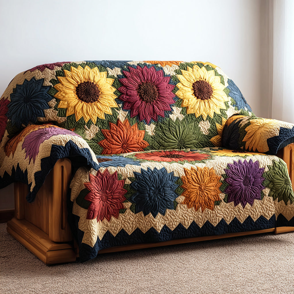 Sunlight Field Quilted Sofa Cover Couch And Sofa Covers Gifts For Sunflower Lovers