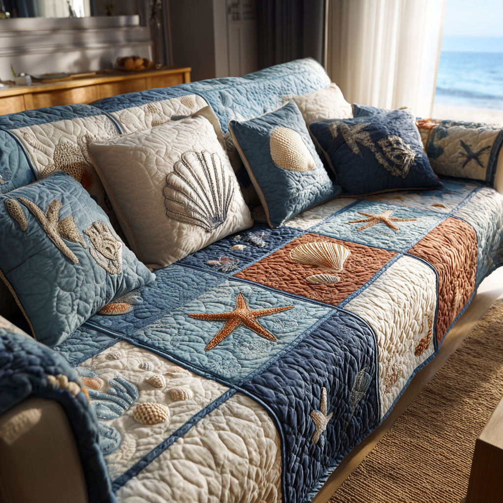 Sunny Tide Quilted Sofa Cover Couch Covers Themed Gifts For Ocean Lovers