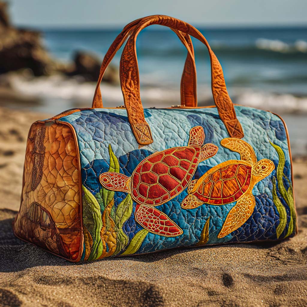 Sunset Journey Quilted Duffle Bag Best Travel Duffel Bag For Women Sea Turtle Gifts For Her