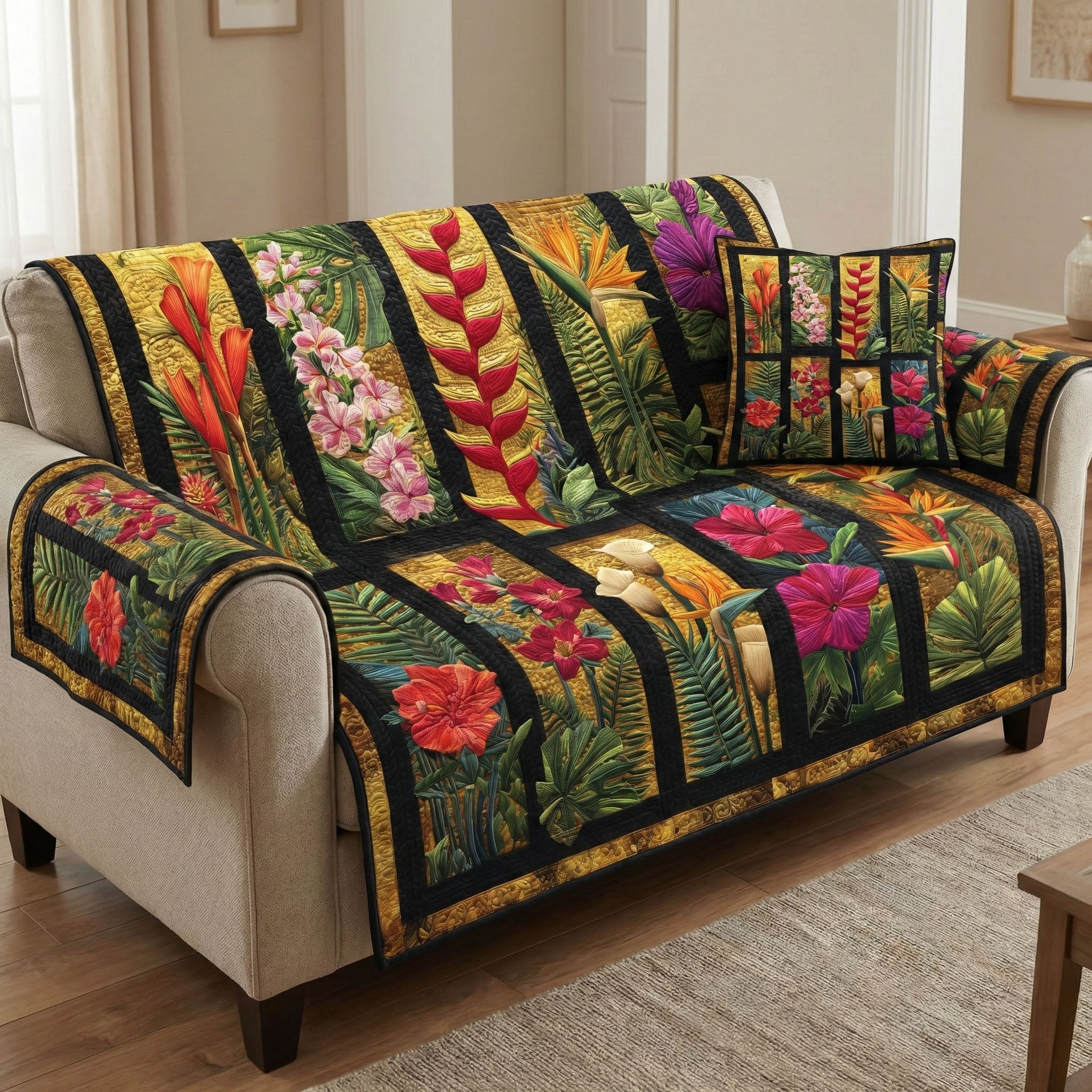 Sunset Jungle Quilted Sofa Cover Home Decorattions Awesome Birthday Gift Ideas
