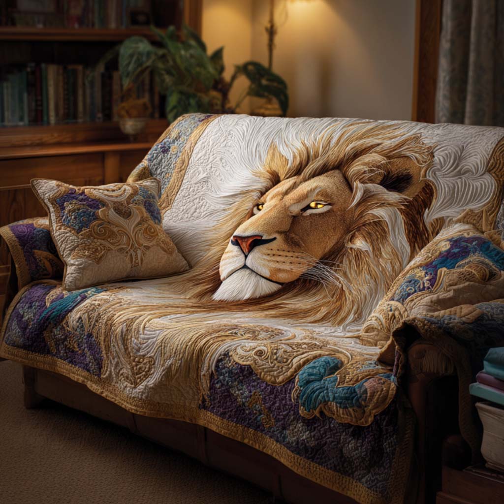 Sunset Lion Quilted Sofa Cover Sofa Couch Slipcover Gifts For Lion Lovers