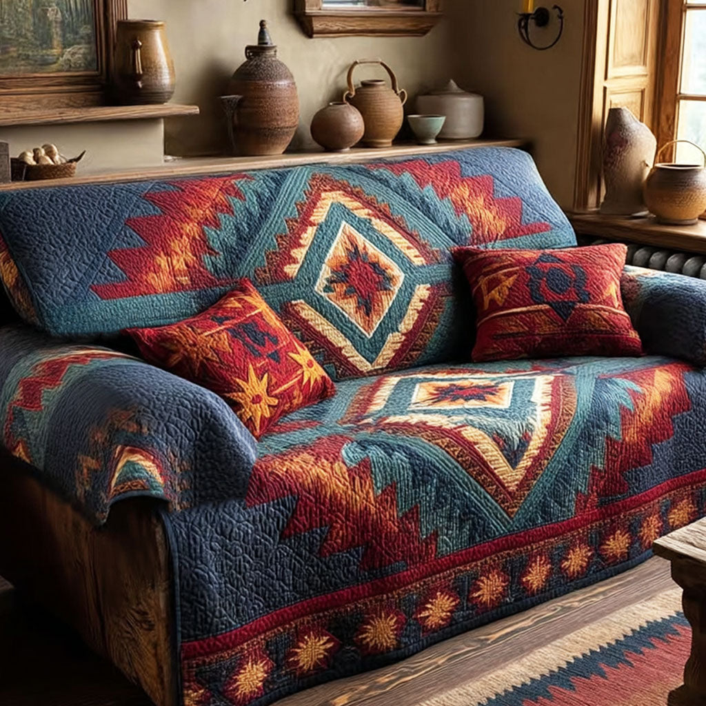 Sunset Mesa Quilted Sofa Cover Home Decor Native American Christmas Gifts