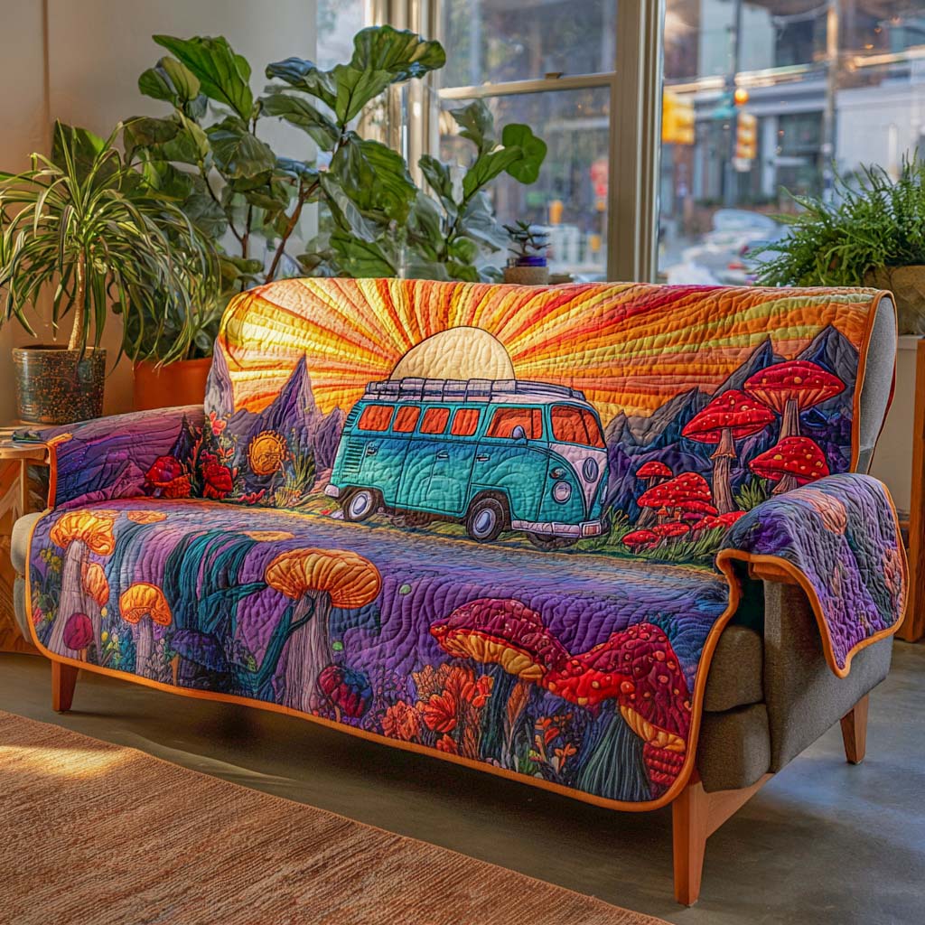 Sunset Voyage Quilted Sofa Cover Living Room Decor Ideas Hippy Gifts For Him