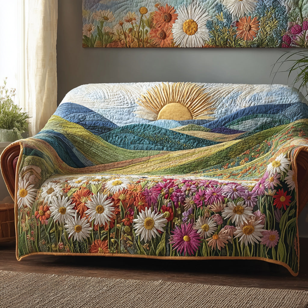 Sunshine Daisy Quilted Sofa Cover Recliner Couch Covers Unique Daisy Gifts