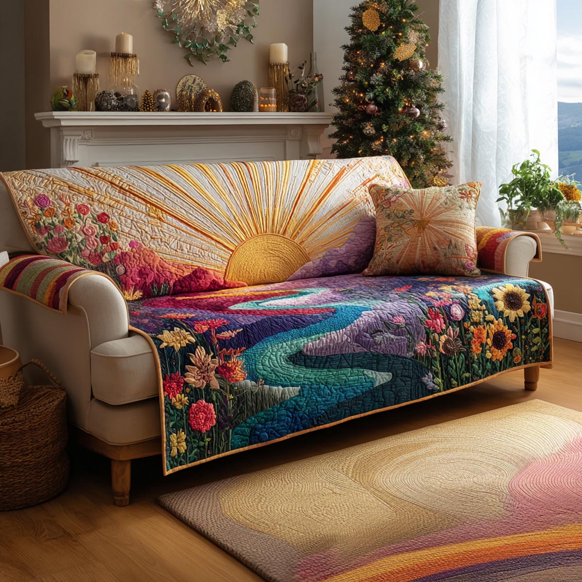 Sunshine Glow Quilted Sofa Cover Best Sofa Slipcovers Special Fathers Day Presents