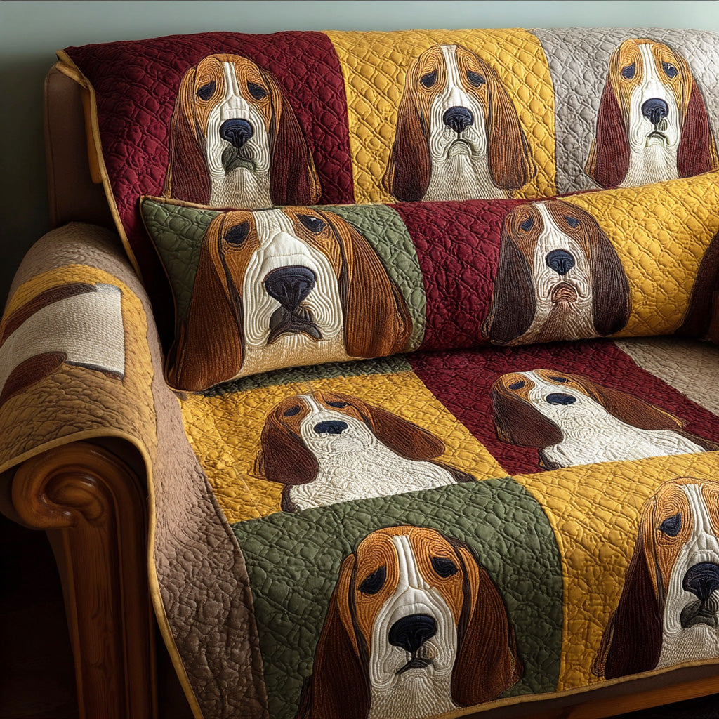 Sweet Basset Quilted Sofa Cover Sofa Chaise Cover Good Gifts For Dog Owners