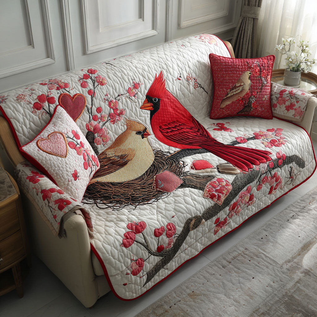 Sweet Cardinals Quilted Sofa Cover Best Sofa Covers Cardinal Christmas Gift