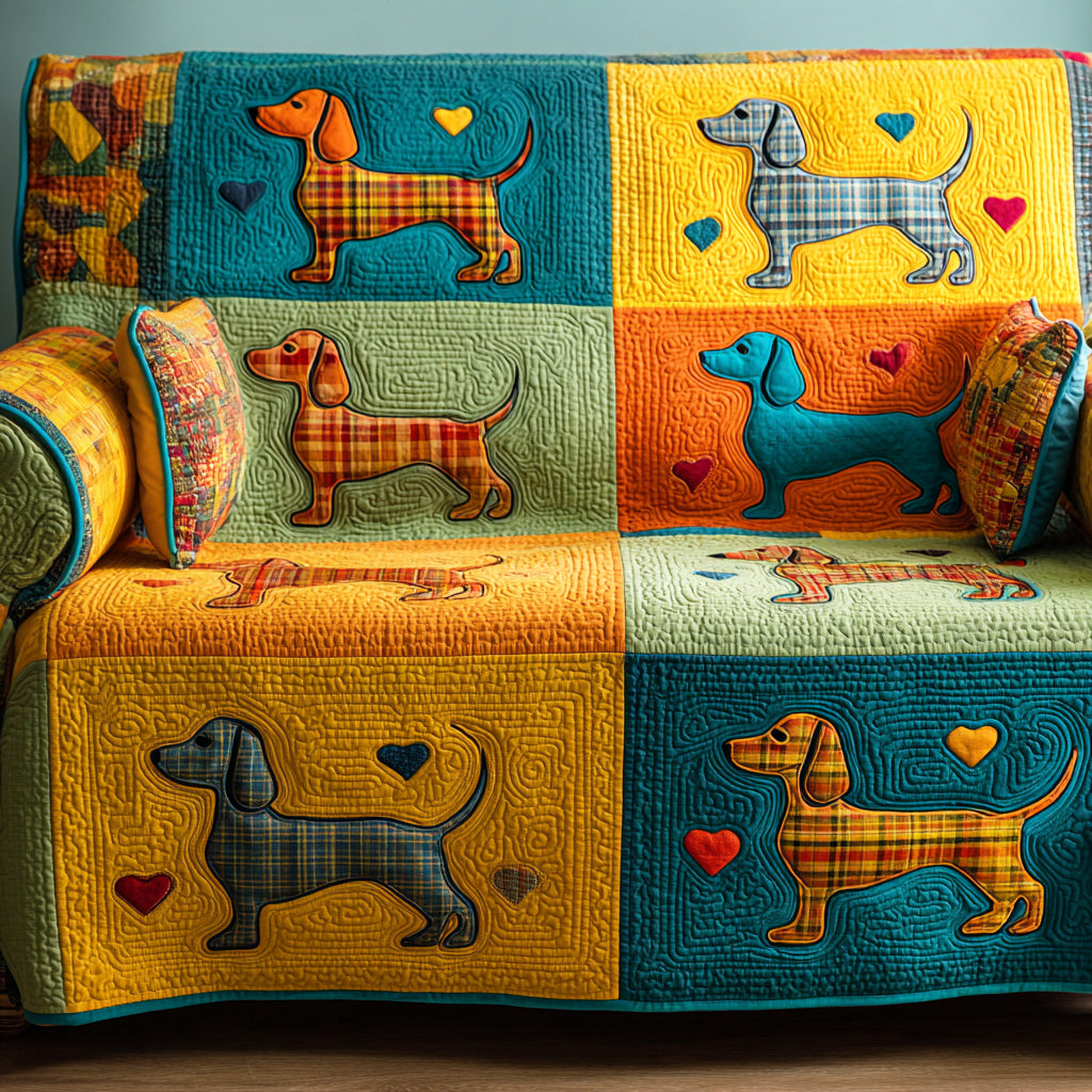 Sweet Dachshund Quilted Sofa Cover Pretty Sofa Covers Unique Gifts For Dog Lovers