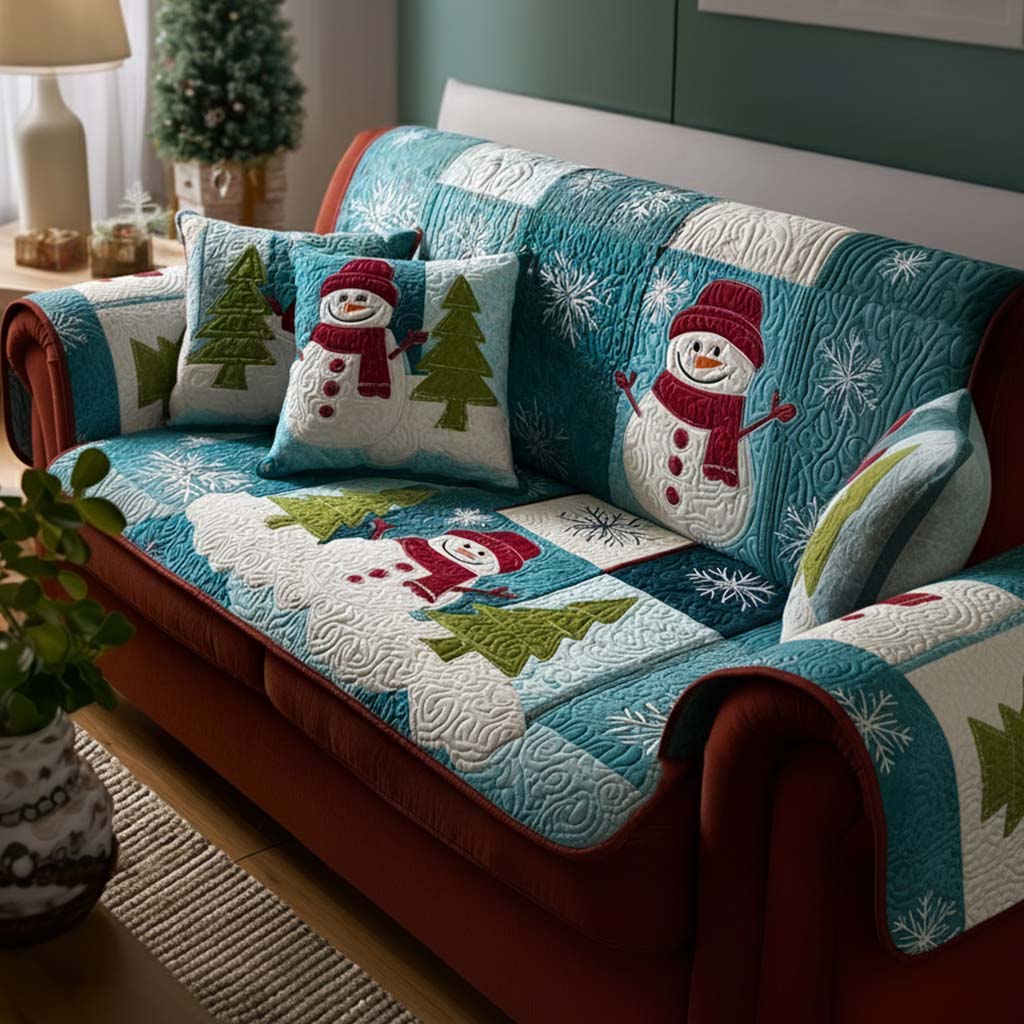 Sweet Holiday Quilted Sofa Cover Holiday Living Room Decor Family Holiday Gifts