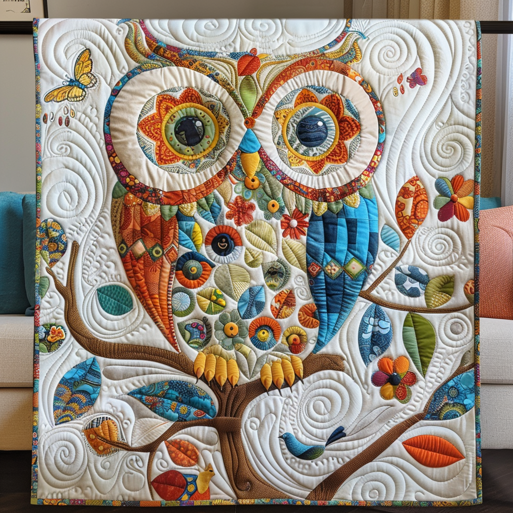 Sweet Owl Quilted Blanket King Comforter Sets Fathers Day Gifts Special