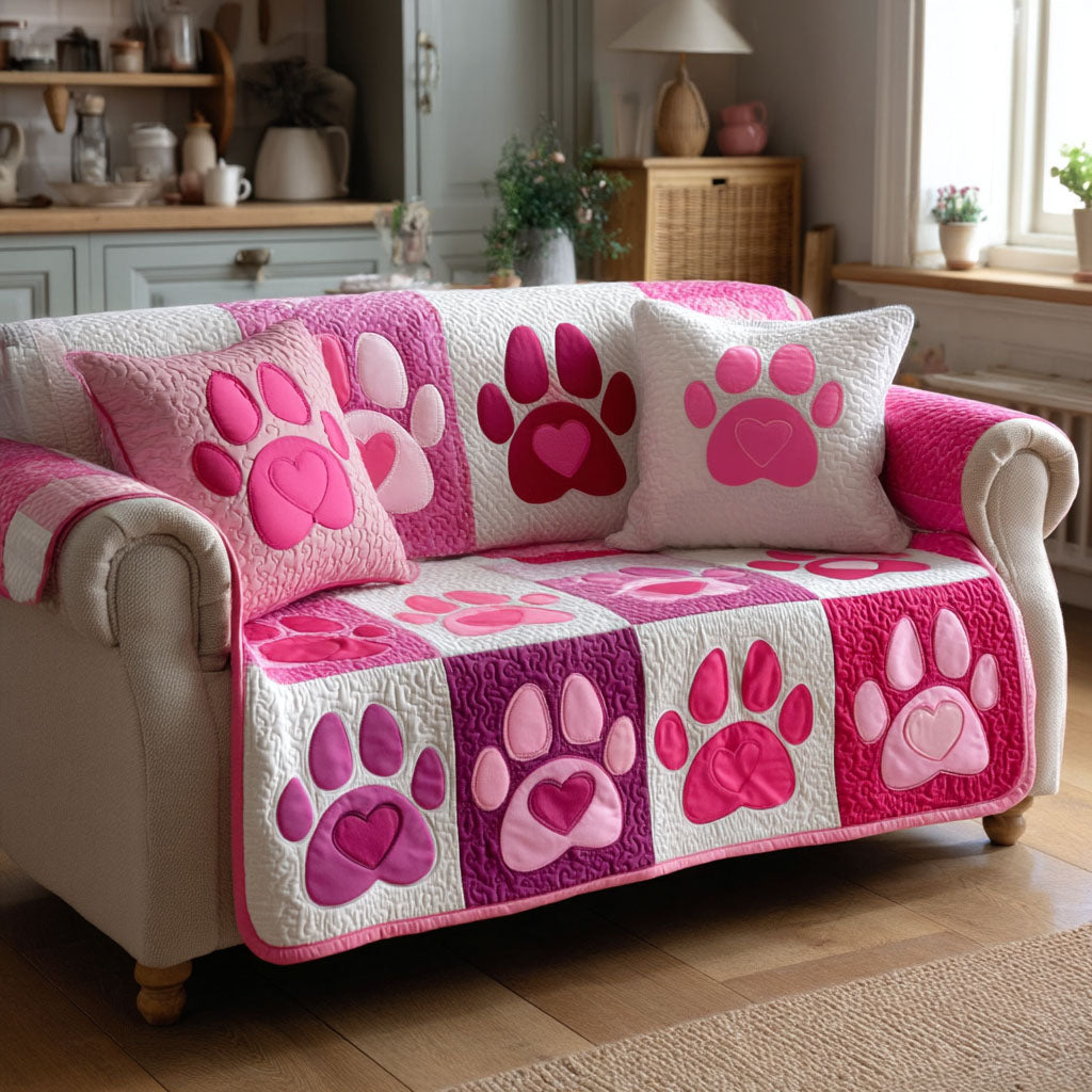 Sweet Paw Quilted Sofa Cover Sofa Seat Protector Dog Person Gifts