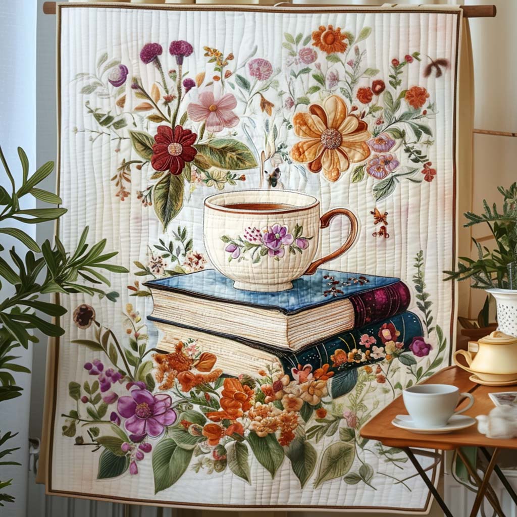 Tea And Books Quilted Blanket Bedroom Decorations Awesome Gifts For Book Lovers