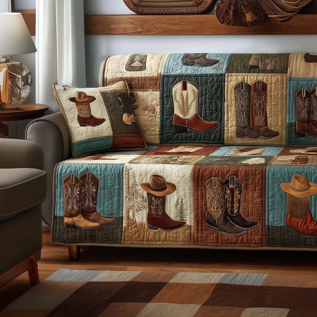 Texas Dust Quilted Sofa Cover Home Decorattions Cowboy Gifts For Him