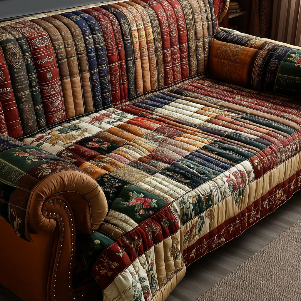The Bookworms Retreat Quilted Sofa Cover Living Room Decorations Birthday Presents For Book Lovers