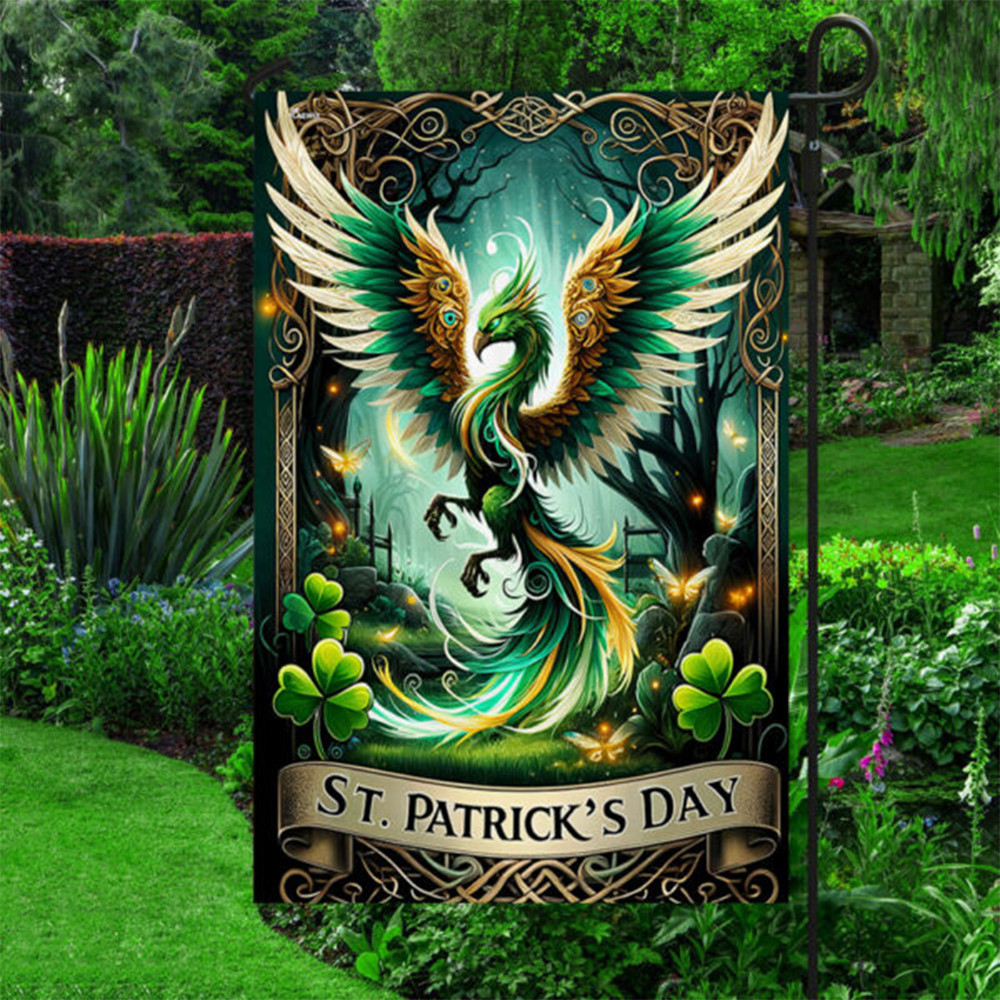 The Irish Phoenix St. Patrick's Day Flag Irish Shamrock Green Decorations For Outside