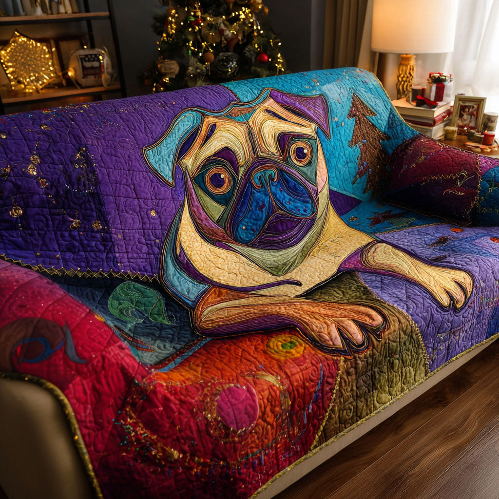 The Pug Lounge Quilted Sofa Cover Christmas Sofa Cover Pug Christmas Presents