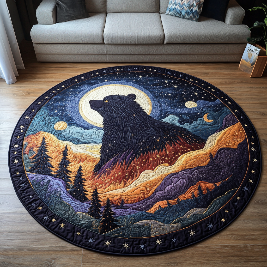 Timber Quilted Round Mat Home Front Door Design Presents For Bear Lovers