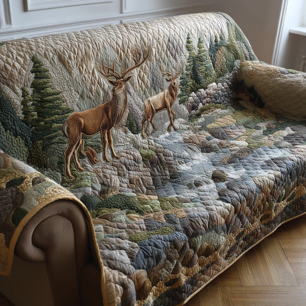 Timber Stag Quilted Sofa Cover Couch Cushion Covers Deer Gifts For Him