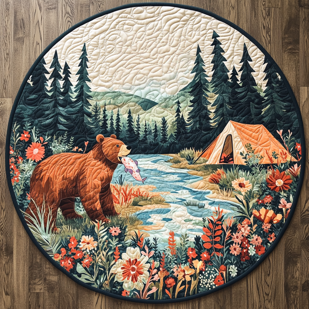 Timber Trail Quilted Round Mat Front Entryway Ideas Gifts For Bear Lovers