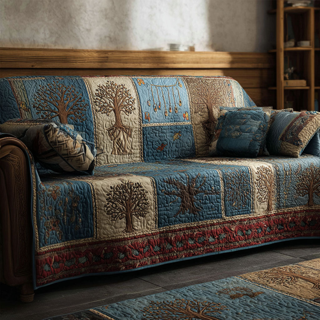 Timeless Arbor Quilted Sofa Cover Furniture Slipcovers For Sofas Tree Of Life Gifts For Parents