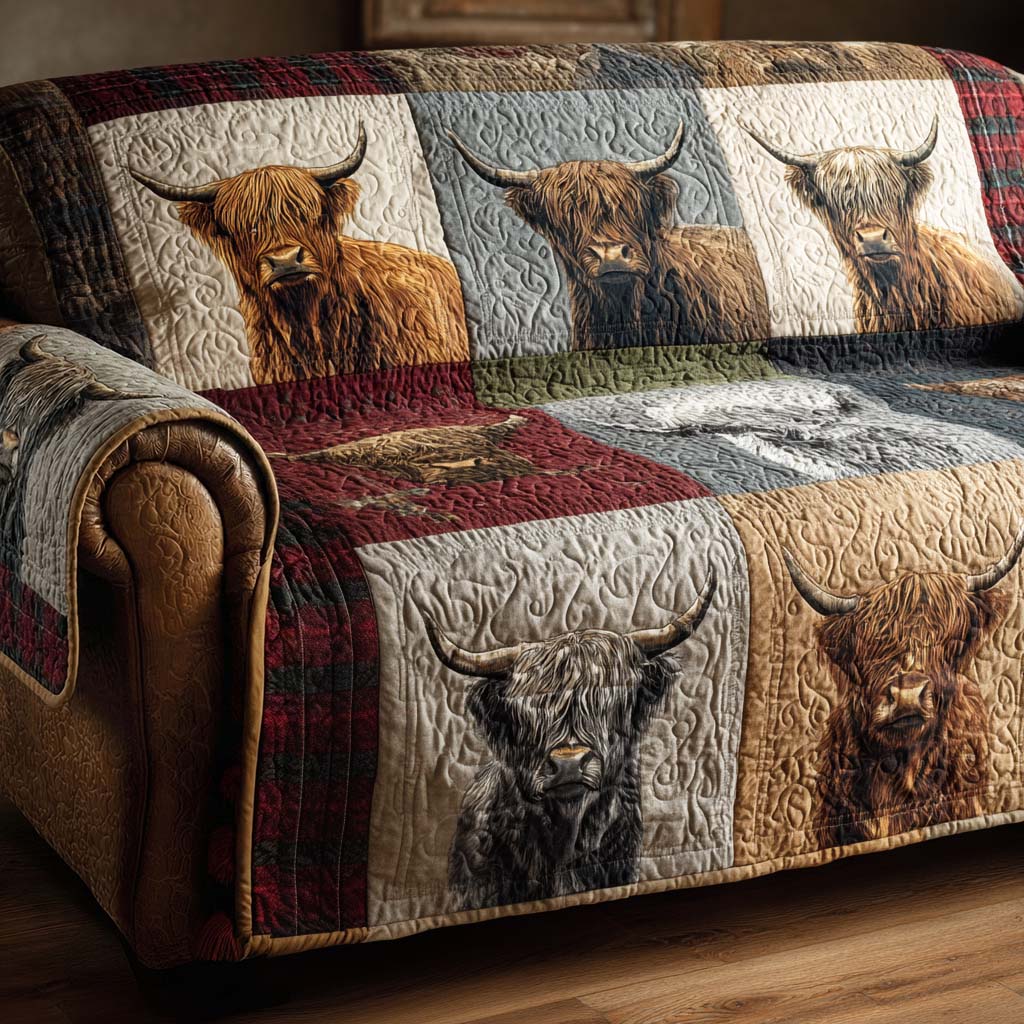 Timeless Rural Quilted Sofa Cover Furniture Covers Highland Cattle Gifts