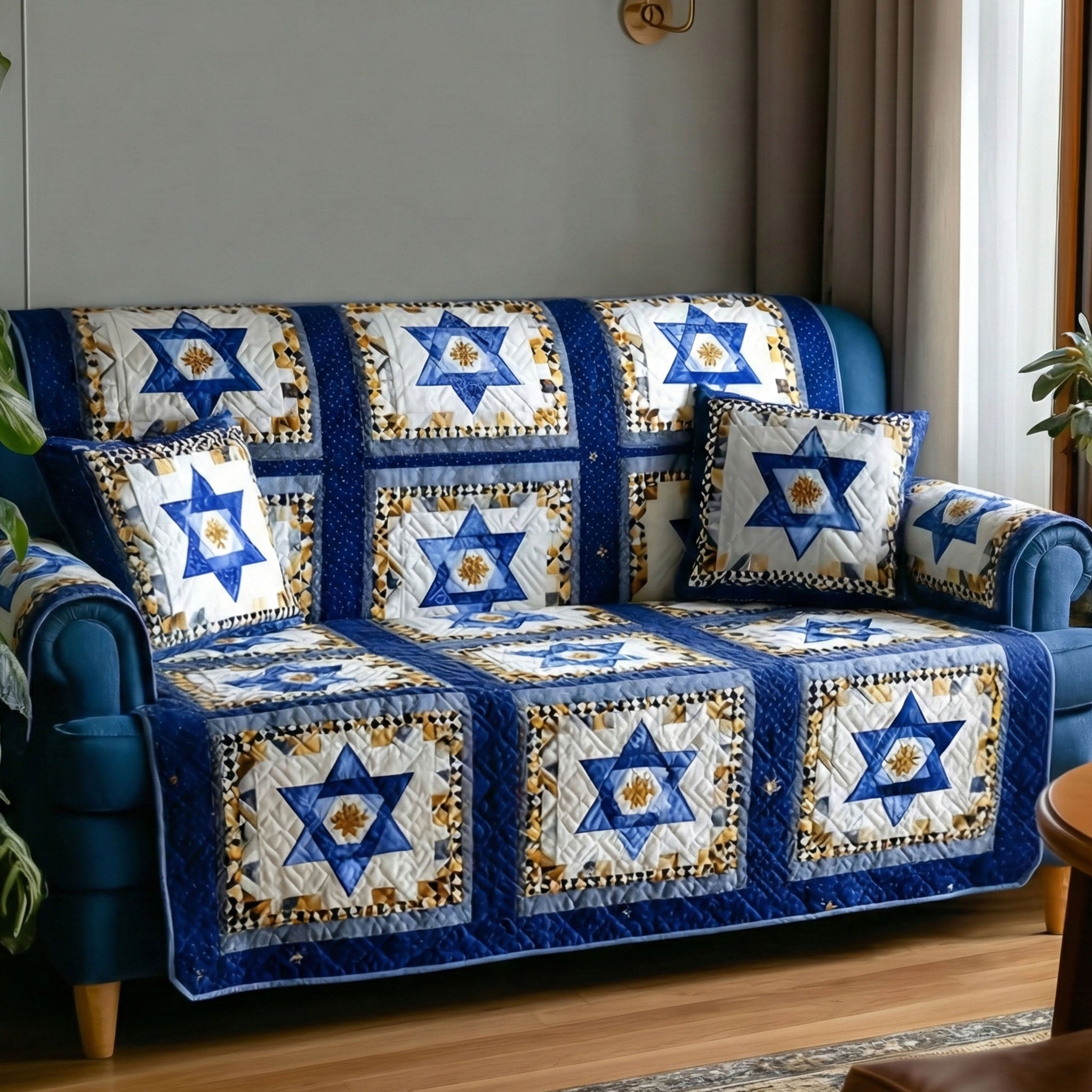 Timeless Star Quilted Sofa Cover Couch Cover Hanukkah Gift Ideas