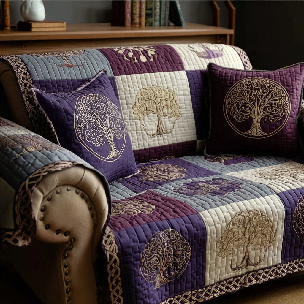Timeless Timber Quilted Sofa Cover Sofa Blanket Cover Tree Of Life Gifts Mother'S Day